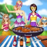 Barbie Family cooking Barbecued Wings