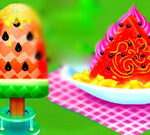 Watermelon Ice Cream And Candy Cooking