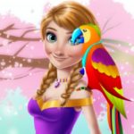 Ice Princess And Cute Parrot