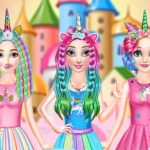 Princesses Rainbow Unicorn Hair Salon